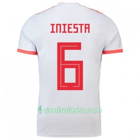 Camisolas de Futebol Espanha A.iniesta 6 Equipamento Alternativa Copa do Mundo 2018 Manga Curta